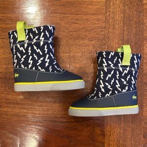 See Kai Run Ripley Lightening Arrows Water Resistant Rain Boot, Navy, Walker 4